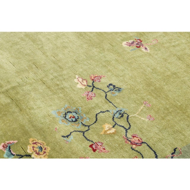 Art Deco Contemporary Chinese Deco Style Square Floral Wool Rug by Rug & Kilim, India For Sale - Image 3 of 8