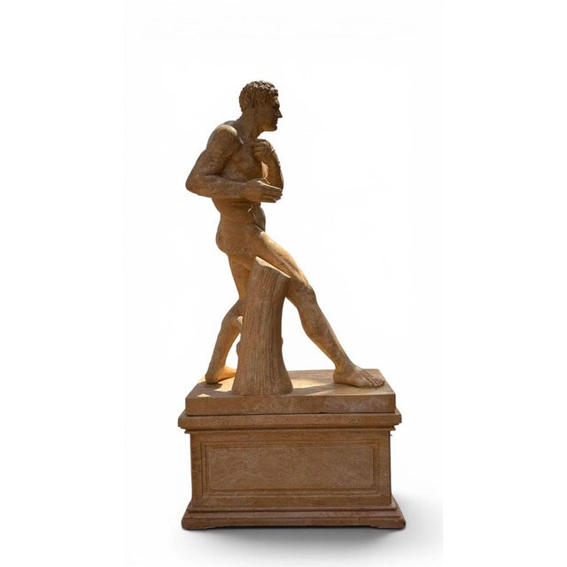 Italian Artist, Large Sculpture of a Greek Athlete, 20th Century, Marble For Sale - Image 6 of 10