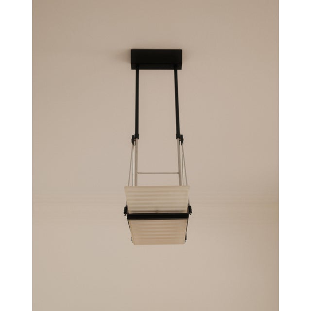 Mid-Century Modern Italian Geometric Suspension Lamp with Murano Glass, 1960s For Sale - Image 3 of 6