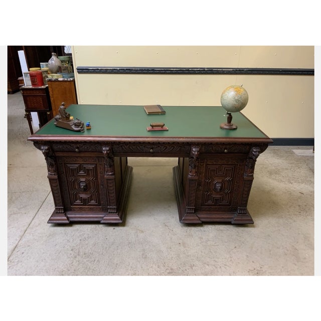 Antique Gründerzeit Partner Desk, 1880 For Sale - Image 3 of 14