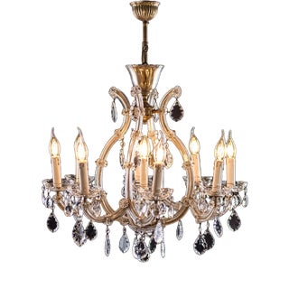 Crystal Theresian Chandelier with 9 Bulbs For Sale