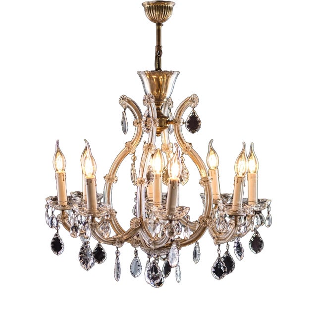 Crystal Theresian Chandelier with 9 Bulbs For Sale