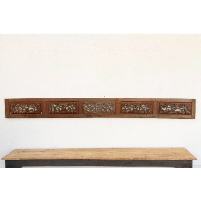Asian Soul of the Pagoda, Antique Asian Carved Panel For Sale - Image 3 of 7