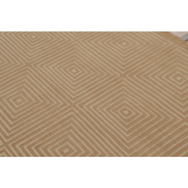 Textile Rug & Kilim’s Cubist Style Rug in Beige With White Geometric Patterns “Dorian” For Sale - Image 7 of 9
