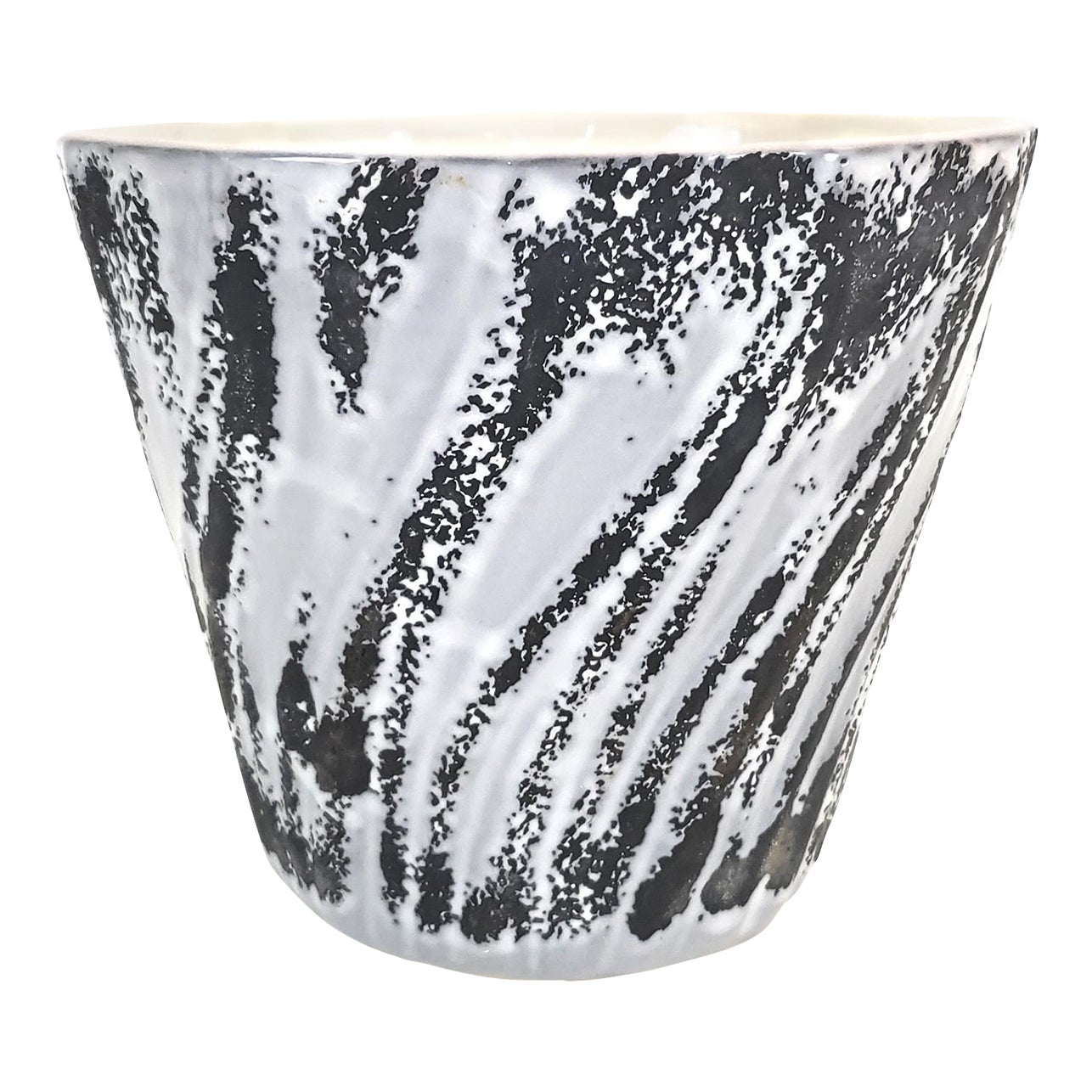 MidCentury Black and White Lava Glaze Planter Flower Pot Chairish