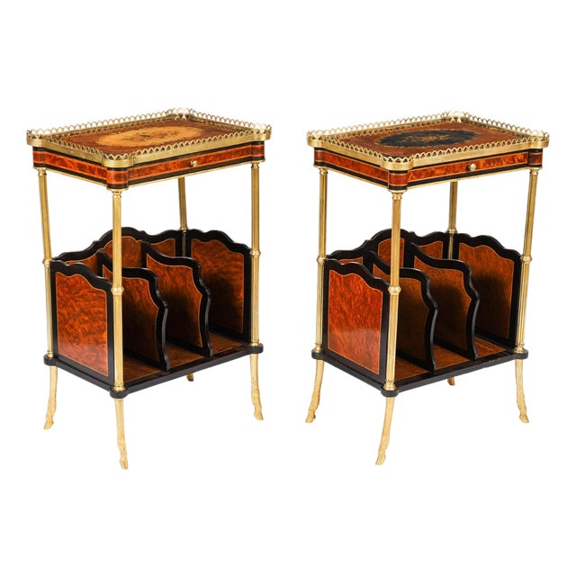 Antique French Ormolu Mounted Occasional Side Tables, 1800s, Set of 2 For Sale