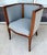 Art Deco Early 20th Century Inlaid Barrel Back Chair With Scalloped Blue Upholstery For Sale - Image 3 of 14