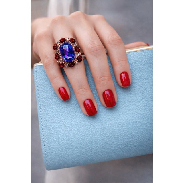 Bochic Capri Vintage Amethyst & Rose Garnet Ring in 18K Gold & Silver For Sale In New York - Image 6 of 11