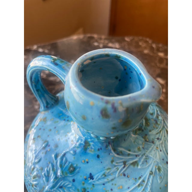 Glazed Ceramic Turquoise Blue Vase For Sale - Image 4 of 6