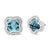 Contemporary 18K White Gold 3/8 Cttw Diamond and 11x11mm Clover-Cut London Blue Topaz Gemstone Halo Clover Stud Earrings (G-H Color, SI1-SI2 Clarity) For Sale - Image 3 of 5