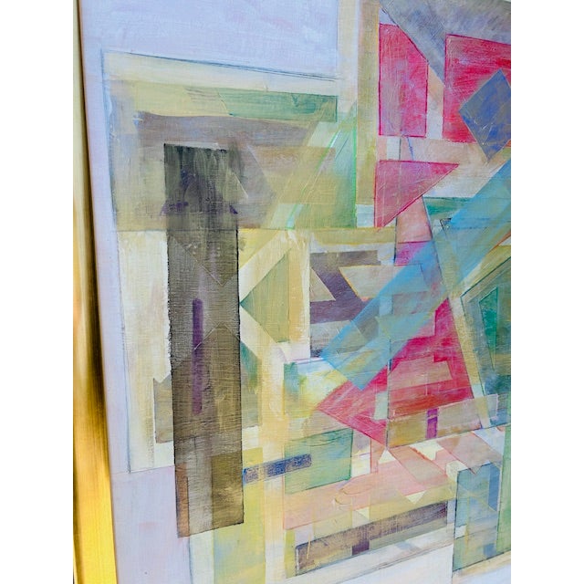 1990s 1990s Orignal Abstract Cubist Painting Oil on Canvas Large Scale Signed For Sale - Image 5 of 8