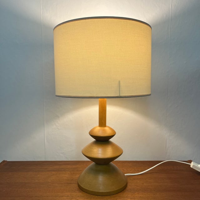 1980s Light Wood Table Lamp, 1980s For Sale - Image 5 of 12