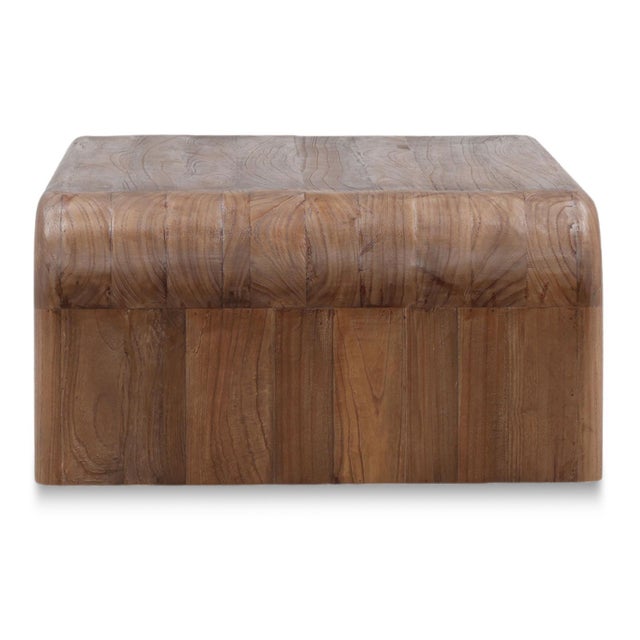 Contemporary Organic Modern Rounded Waterfall Wood Coffee Table For Sale - Image 3 of 5