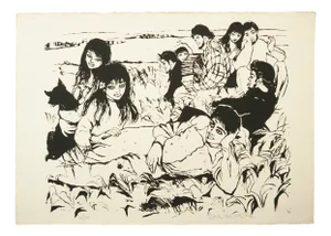 Anna Salvatore, Group of Boys on a Meadow 83/100, 20th Century, Lithograph