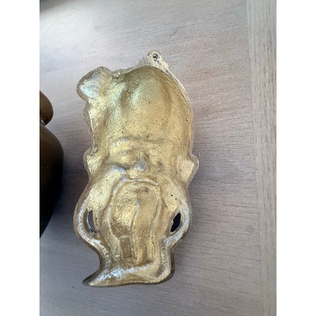 Brass Asian Masks - A Pair For Sale - Image 4 of 10