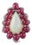 Ruby, Opal and Diamond Pear-Shaped Cocktail Ring, 14k Gold and Sterling Silver For Sale