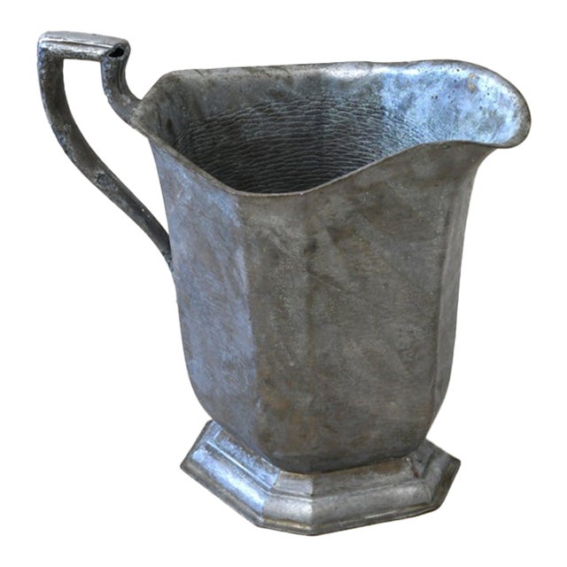 Vintage Hammered Silverplate Paneled Pitcher For Sale