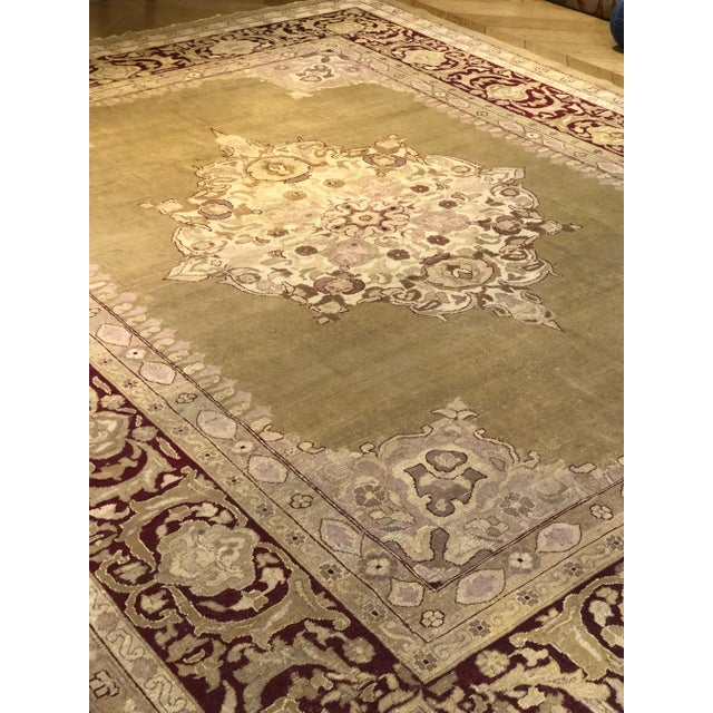 19th-Century Green and Purple Red Amritsar Rug, 1890s For Sale - Image 4 of 15