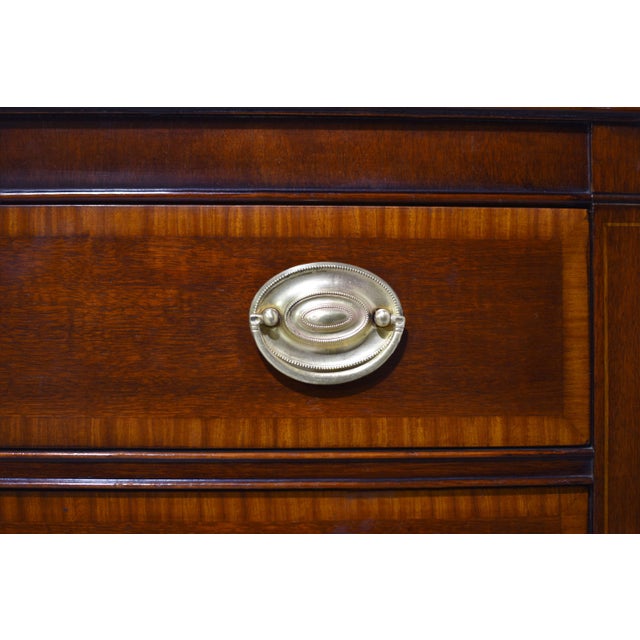 Mid Century Federal Style Inlaid Mahogany Highboy Dresser by Kindel of Grand Rapids For Sale - Image 11 of 14