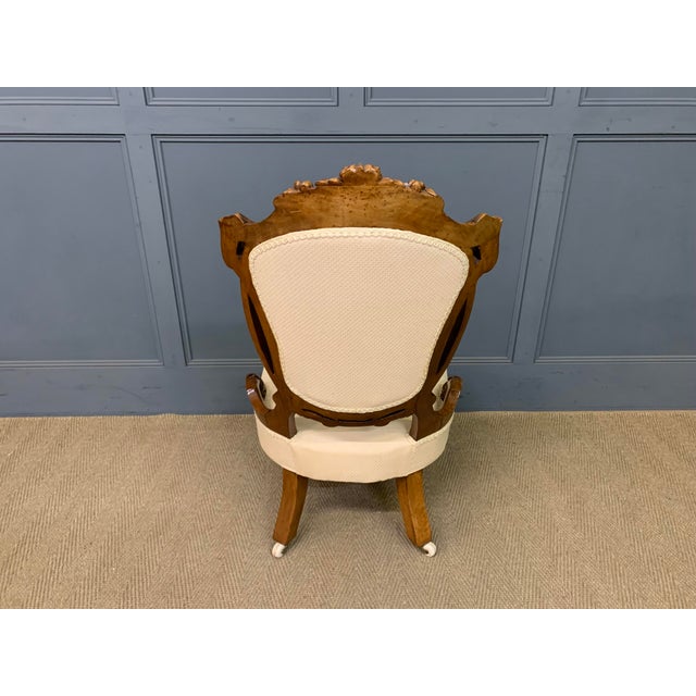Victorian Walnut Upholstered Salon Chair, 1870 For Sale - Image 12 of 14