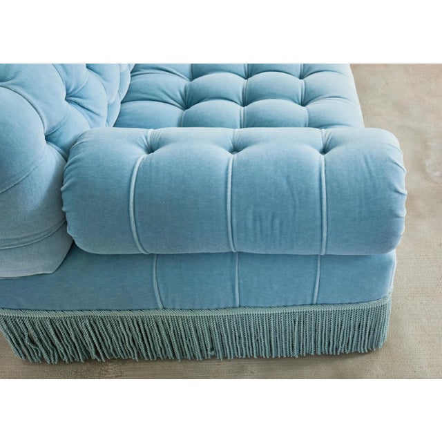 George Smith Tufted Mohair Velvet Sectional Sofa For Sale - Image 9 of 12
