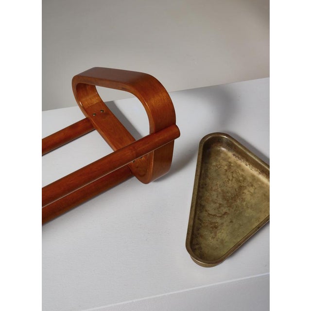 Brown Scandinavian Modern Umbrella Stand Model No. 115 in Birch & Brass attributed to Alvar Aalto, 1940s For Sale - Image 8 of 14