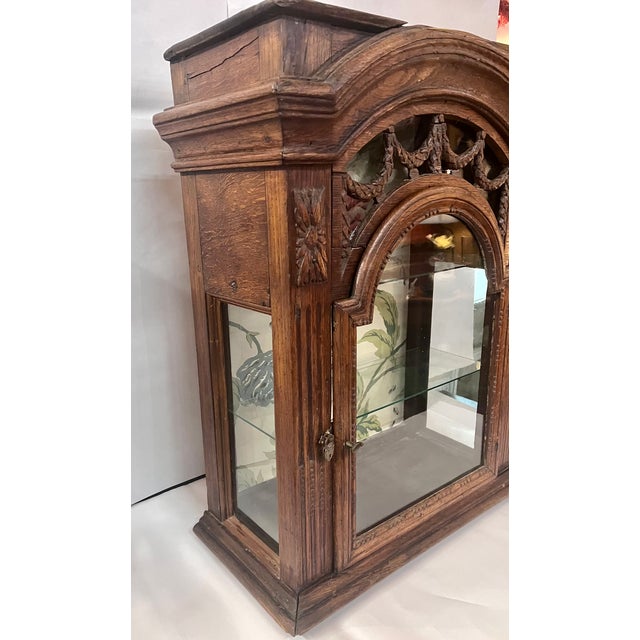 Early 20th Century Antique French Oak Ornate Curio Display Cabinet For Sale - Image 5 of 18