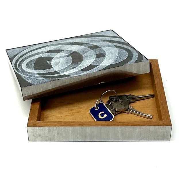 Mid-Century Modern Grey Baked Enamel Trinket or Jewelry Box For Sale - Image 4 of 8