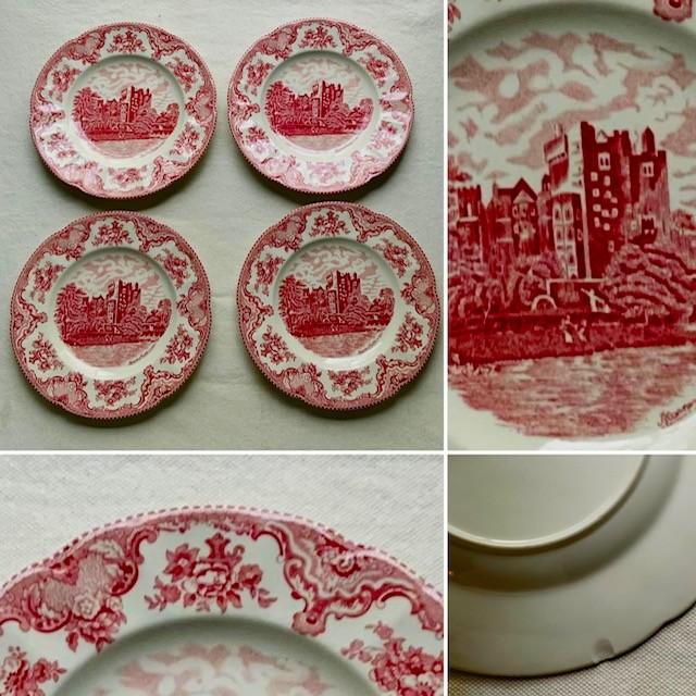 Ceramic Johnson Bros "Old Britain Castles" Red Transferware Breakfast Set, 8 Pieces — C. 1980s, England For Sale - Image 7 of 18