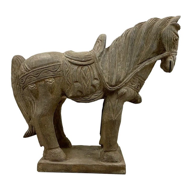 Early 20th Century Chinese Vintage Carved Stone Horse Statue/Sculpture For Sale - Image 9 of 13