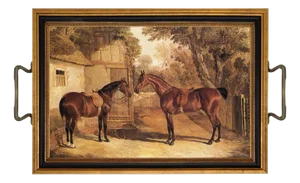 Contemporary Saddled Horses Tray