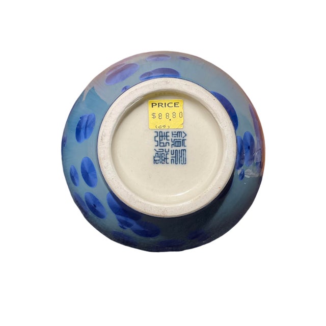 Wood Vintage Shiwan Double-Gourd Porcelain Vase With Crystalline Glaze For Sale - Image 7 of 7