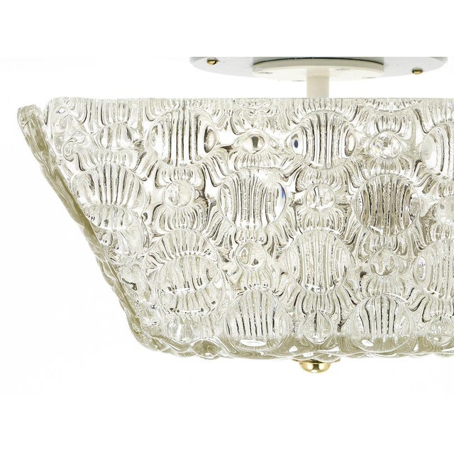 Square Brass and Textured Glass Ceiling Light by J. T. Kalmar for Kalmar, 1950s For Sale - Image 10 of 18