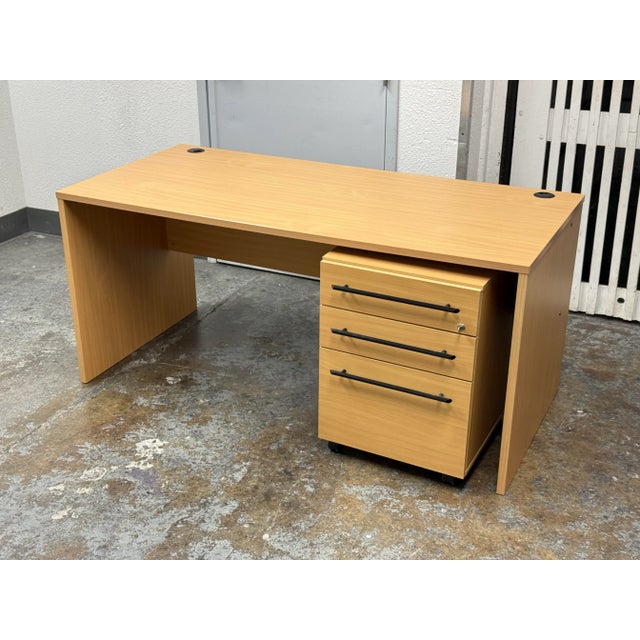 Contemporary Maple Finish Office Desk For Sale - Image 12 of 12