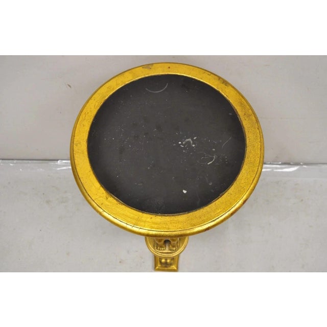 Late 20th Century Late 20th Century Egyptian Revival Gold Giltwood Marble Top Sphinx Pedestal Side Table Plant Stand For Sale - Image 5 of 12