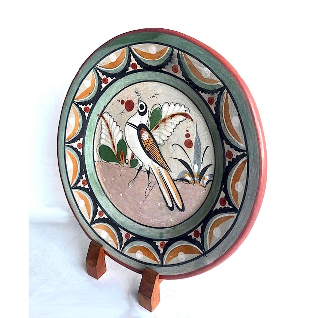 Mid 20th Century 1960s Tonalá Mexico Decorative Wall Platter With Bird Motif For Sale - Image 5 of 13