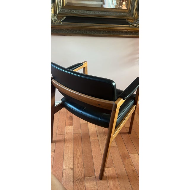 Set of 2 Mid-Century Modern Dining Chairs in Teak & Naugahyde by Svegards Markaryd, Sweden, Circa 1960's For Sale - Image 6 of 16