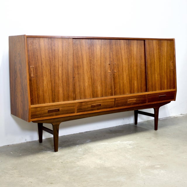 Wood Westergaard Møbelfabrik Danish Rosewood Highboard / Tall Sideboard Designed by Børge Seindal For Sale - Image 7 of 18