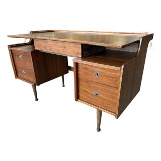 Mid Century Modern Walnut Floating Top Desk Attributed to Hooker Furniture’s Mainline Collection For Sale