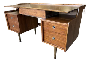Mid Century Modern Walnut Floating Top Desk Attributed to Hooker Furniture’s Mainline Collection
