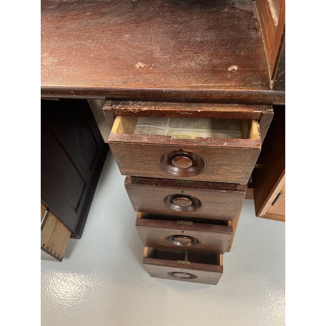 Wood Roll Top Desk in Mahogany For Sale - Image 7 of 10