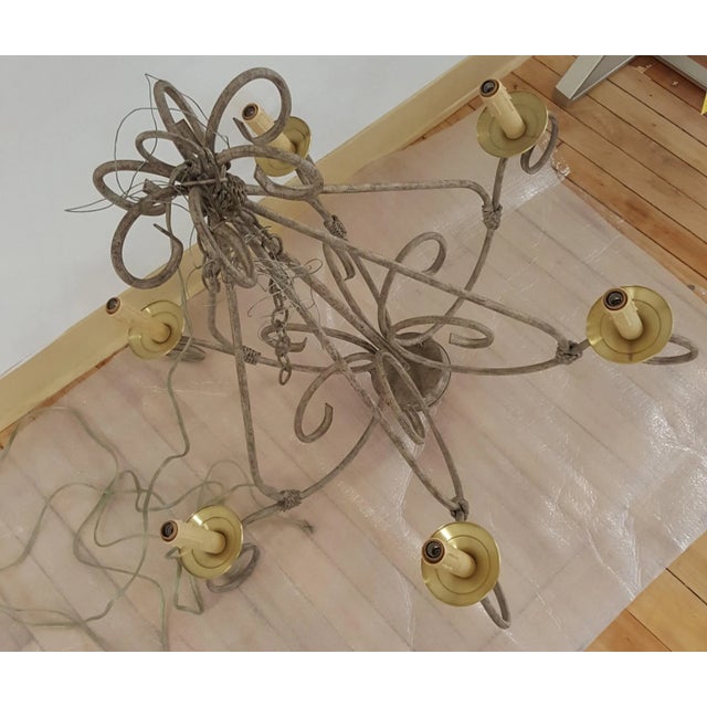Chandelier With 6 Electric Candle Holders For Sale - Image 4 of 10