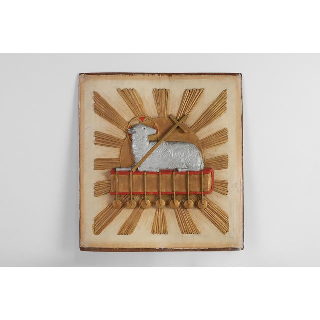Religious Carved Wooden Agnus Dei Panel, France, 1800s For Sale - Image 11 of 11