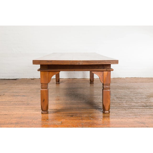 Mid 19th Century Oversized 19th Century Indonesian Coffee Table with Reeded Edge and Carved Legs For Sale - Image 5 of 13