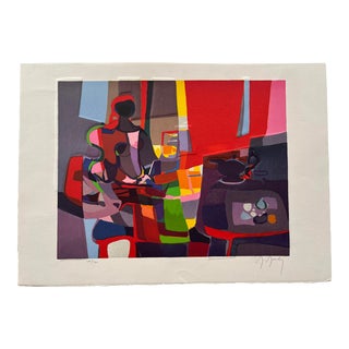 Signed Embossed Lithograph l'Ecrivain (The Writer) by French Artist Marcel Mouly For Sale
