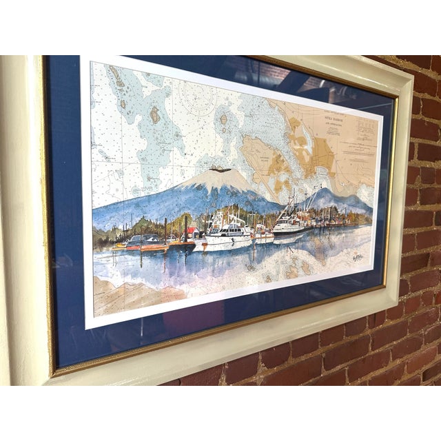 Artist: Kay McCarty Title: Sitka Harbor on Chart Period: 2000s Place: Alaska Medium: Lithograph of Original Watercolor...