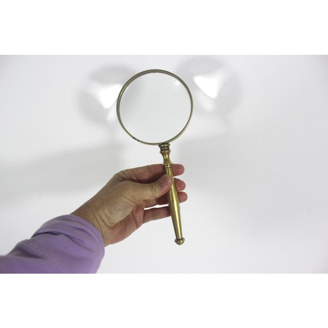 Vintage Solid Brass Magnifying Glass For Sale - Image 10 of 10