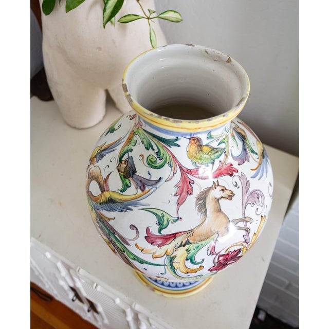 Italian Majolica Vase With Grotesque Raphaellesco Renaissance Chimeras For Sale - Image 14 of 15