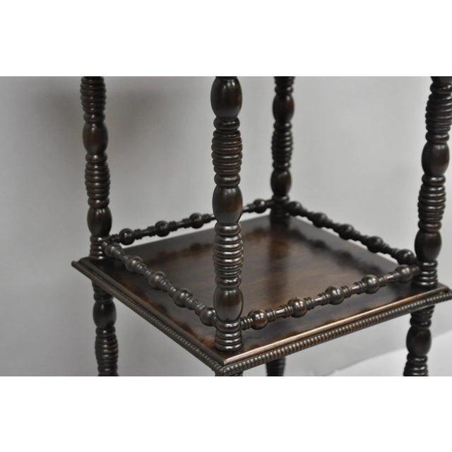 Antique American Empire Mahogany Carved Paw Foot 3 Tier Plant Stand Side Table For Sale - Image 10 of 15
