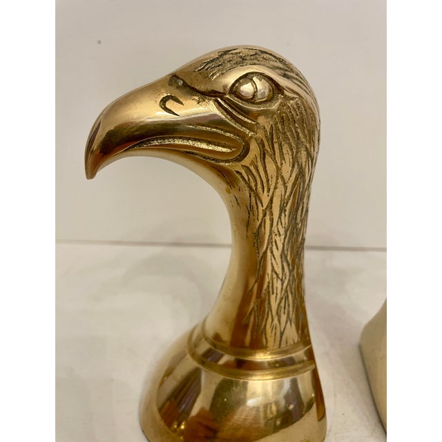 Metal Pair of Vintage Brass Eagle Bookends For Sale - Image 7 of 7